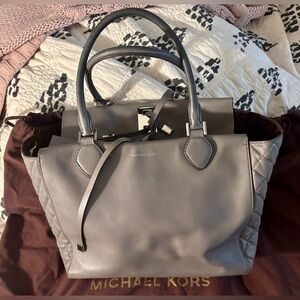 Michael Kors Collection Miranda Quilted Gray Leather Tote